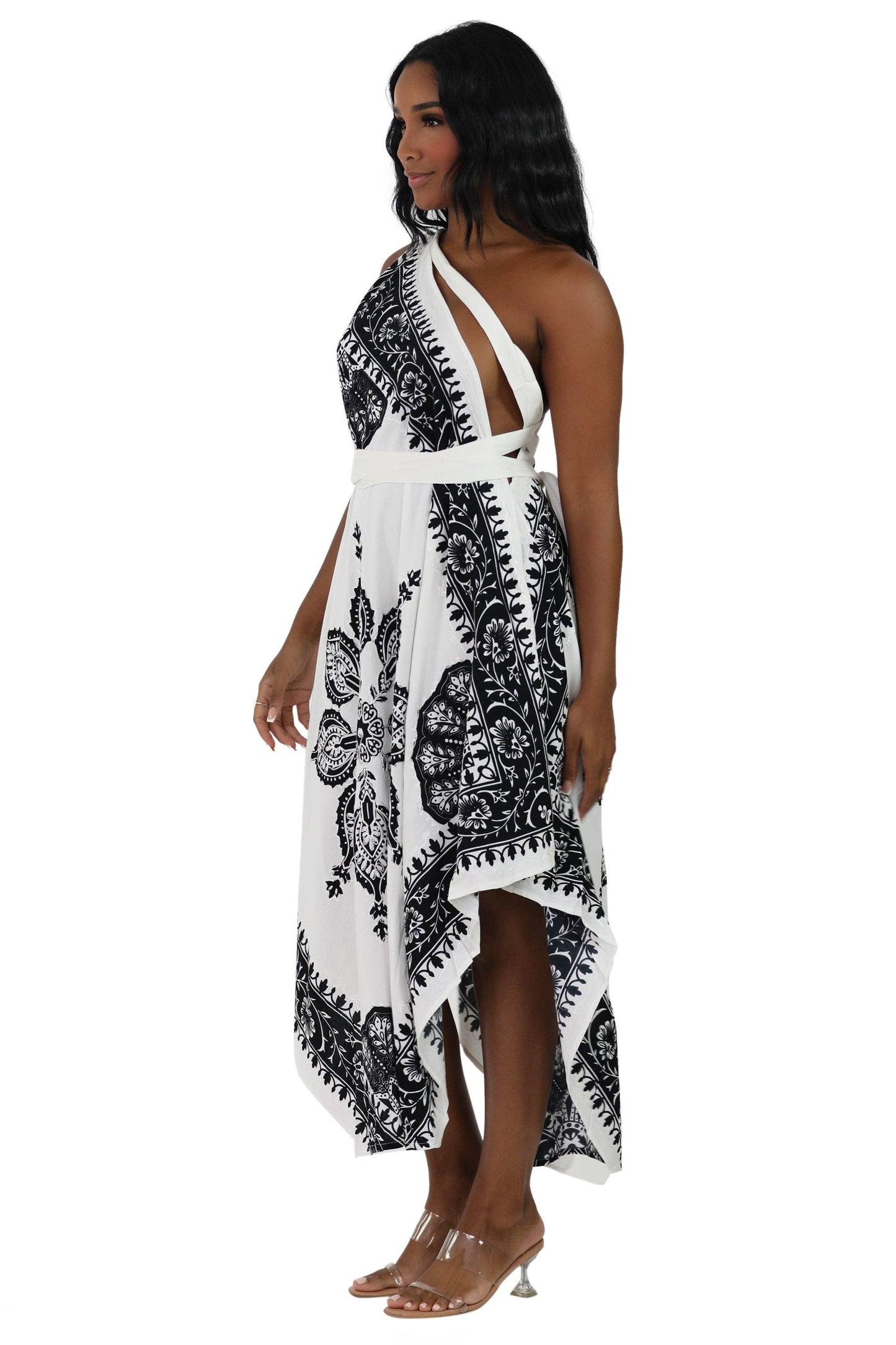 Onyx/White Cadence Dress: White