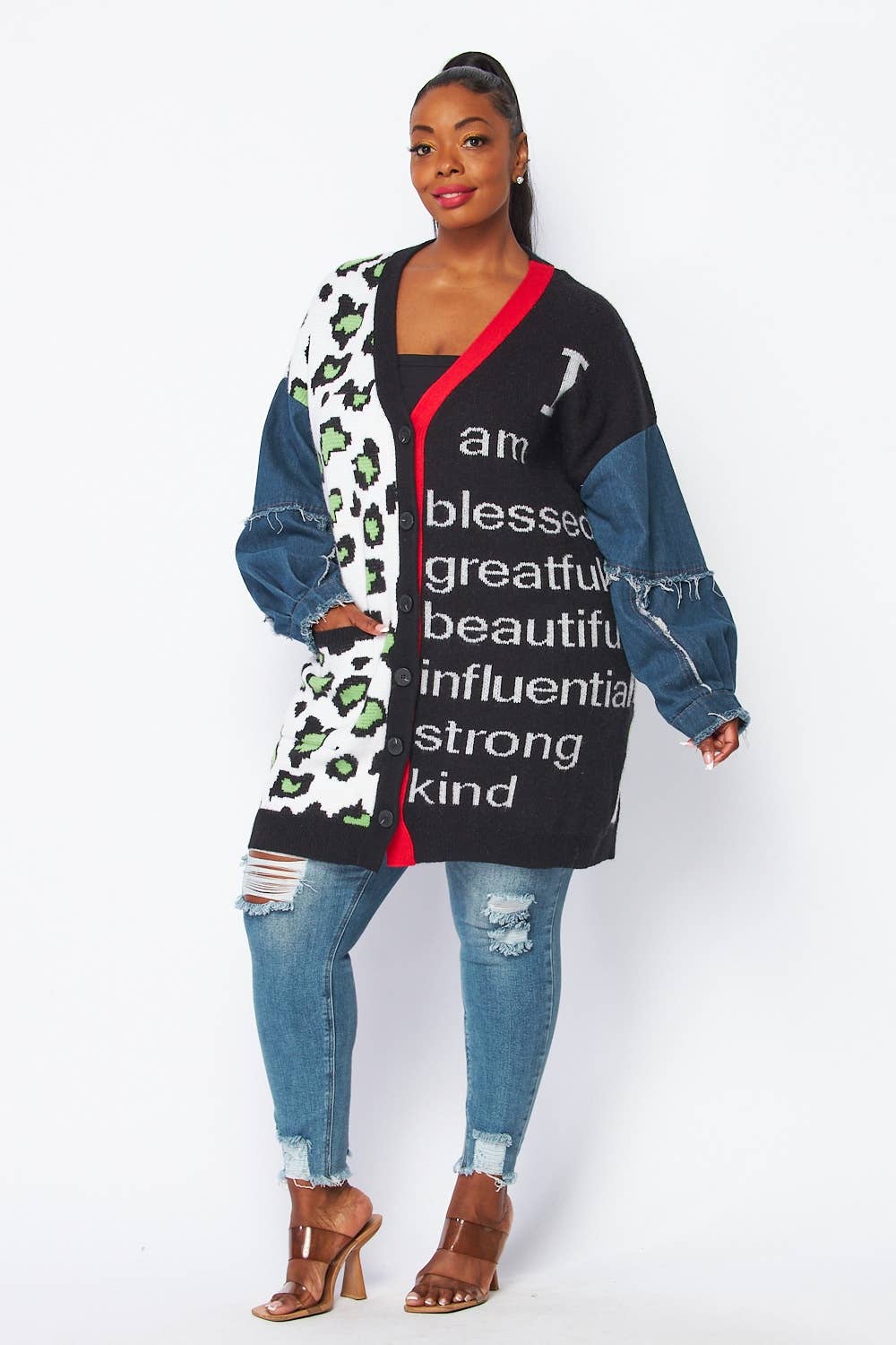 Denim Plus Cardigan: MULTI
