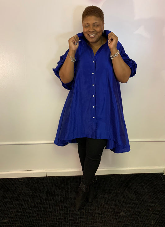 Jazmine Ruche Sleeve Hi Lo Dress/Shirt