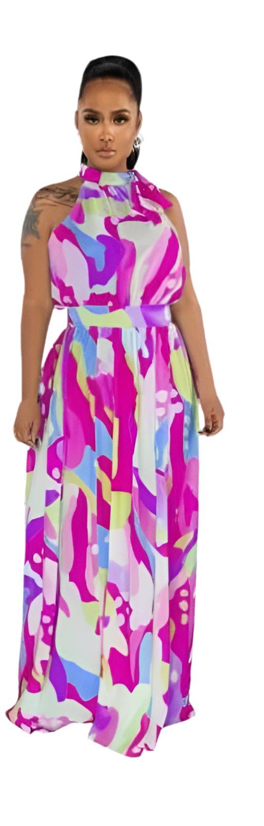 Nina Tie Neck Maxi Dress