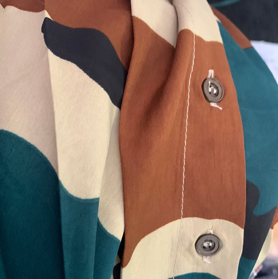 Swing Dress/ Hi/Lo Shirt Dress - Army Print-20666