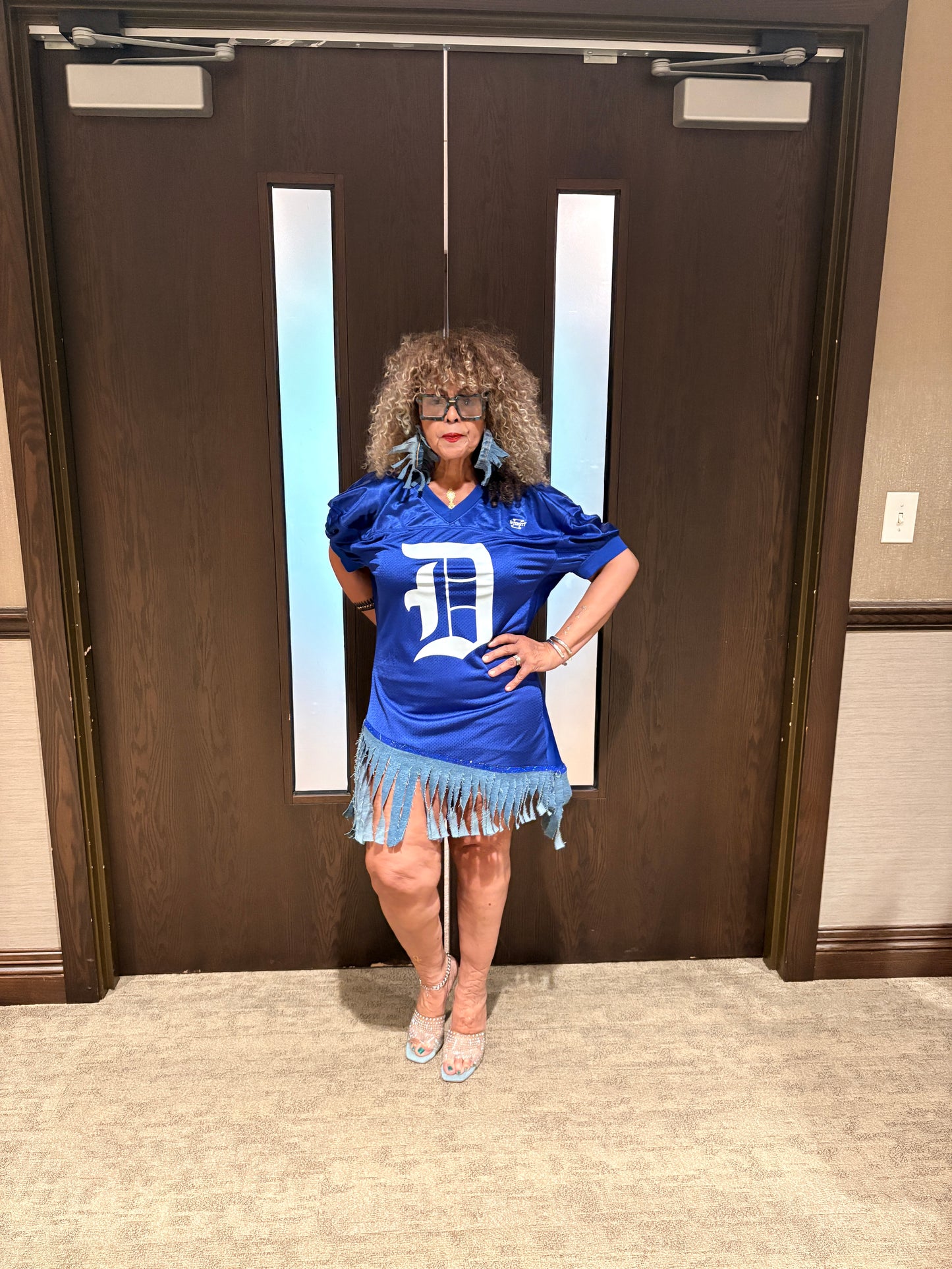 Detroit Jersey Dress with Denim Shingles