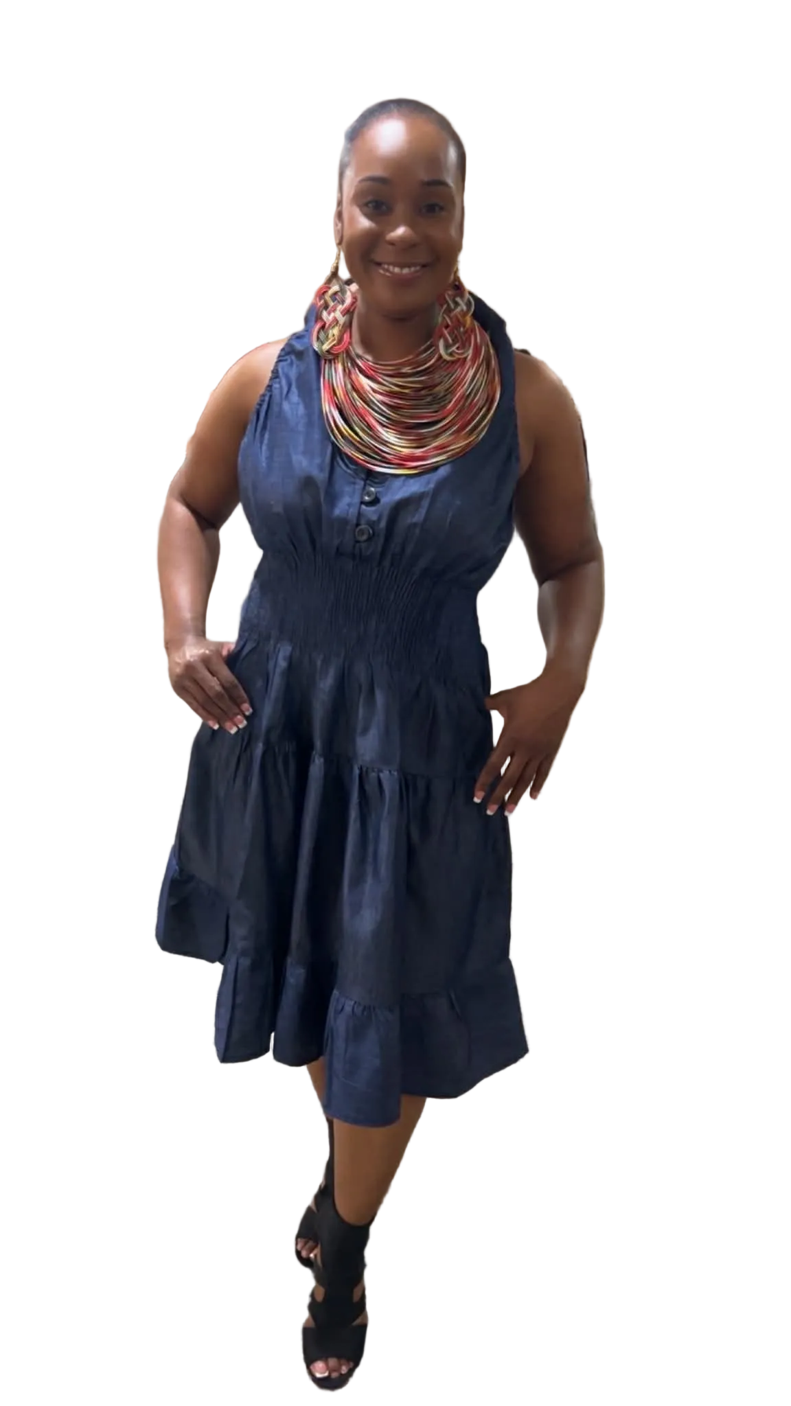 Midi Length Denim Dress
