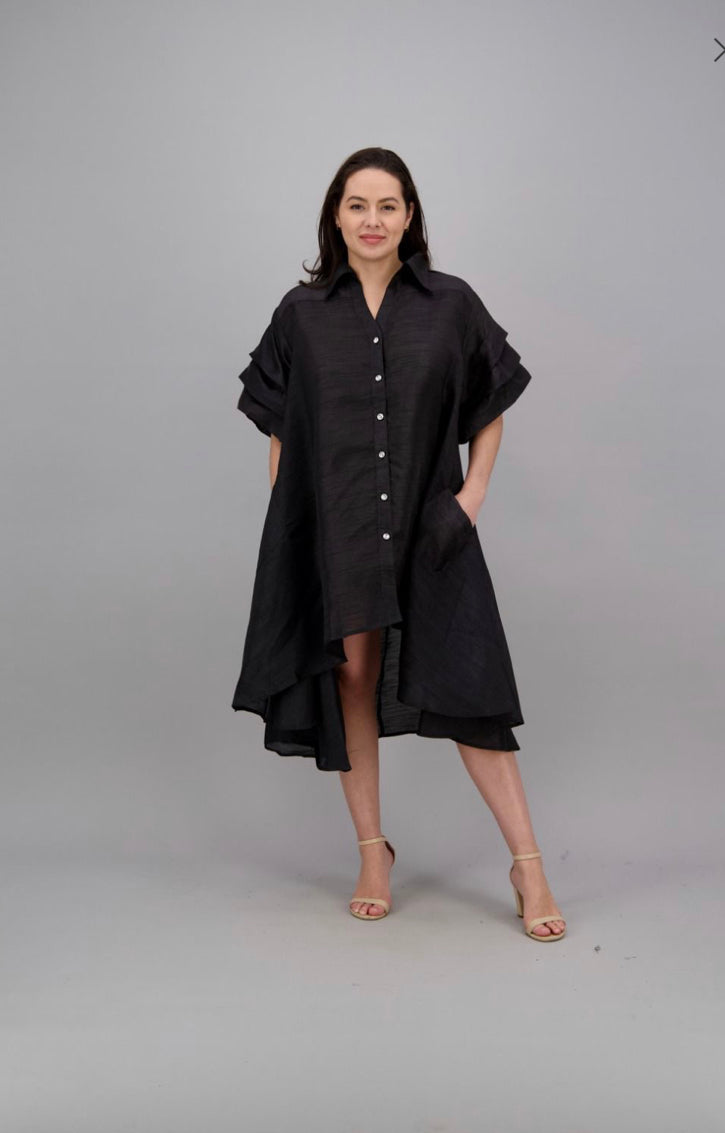 Jazmine Ruche Sleeve Hi Lo Dress/Shirt