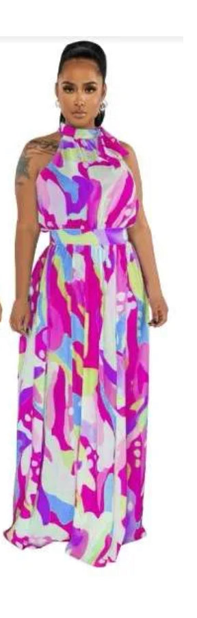 Nina Tie Neck Maxi Dress