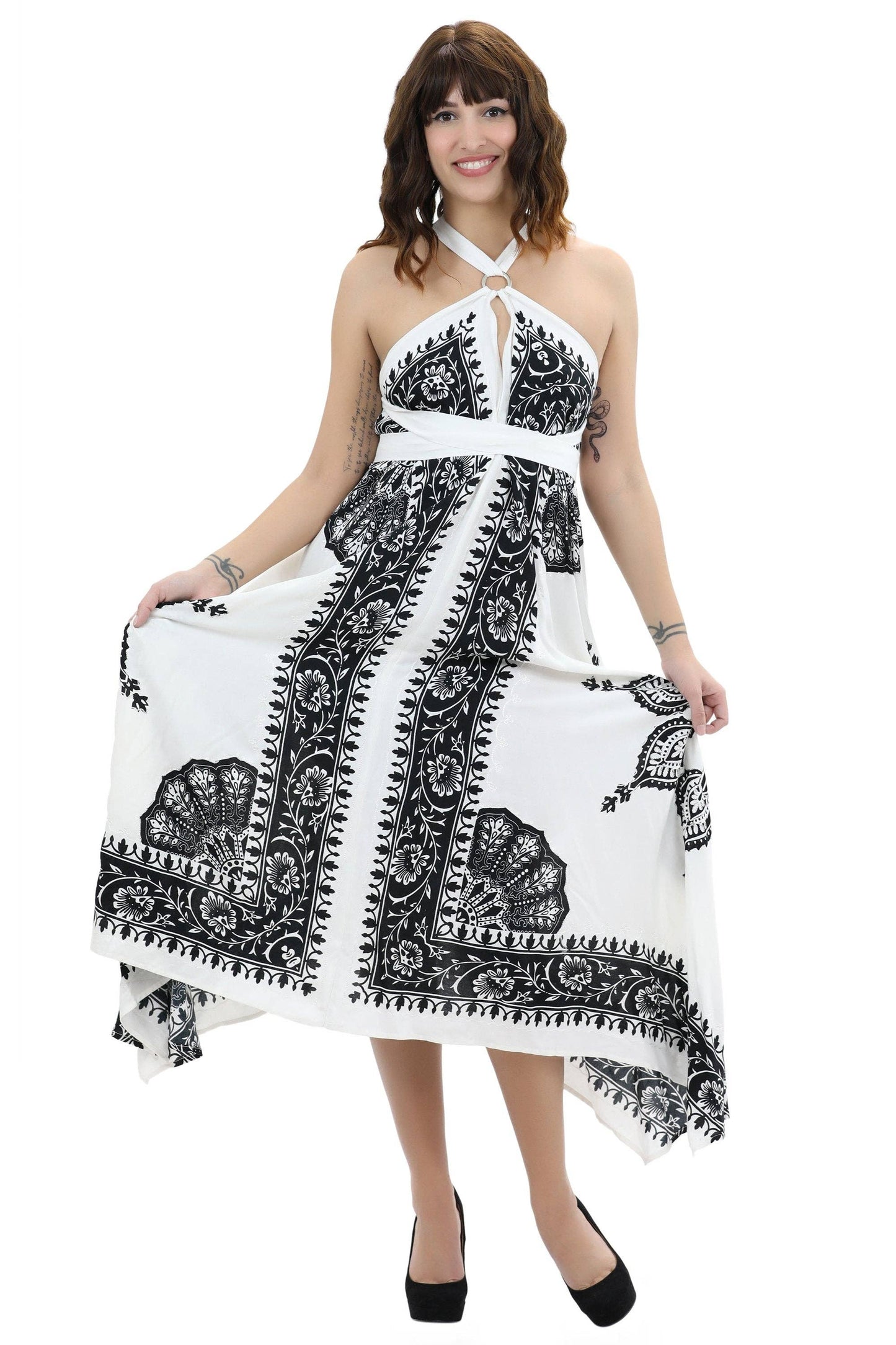 Onyx/White Cadence Dress: White