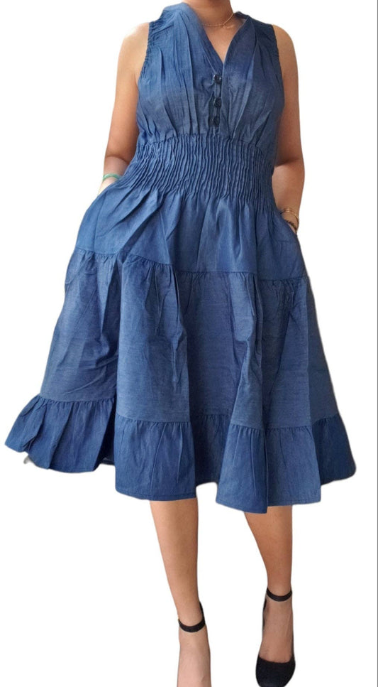 Mid Length Denim Dress