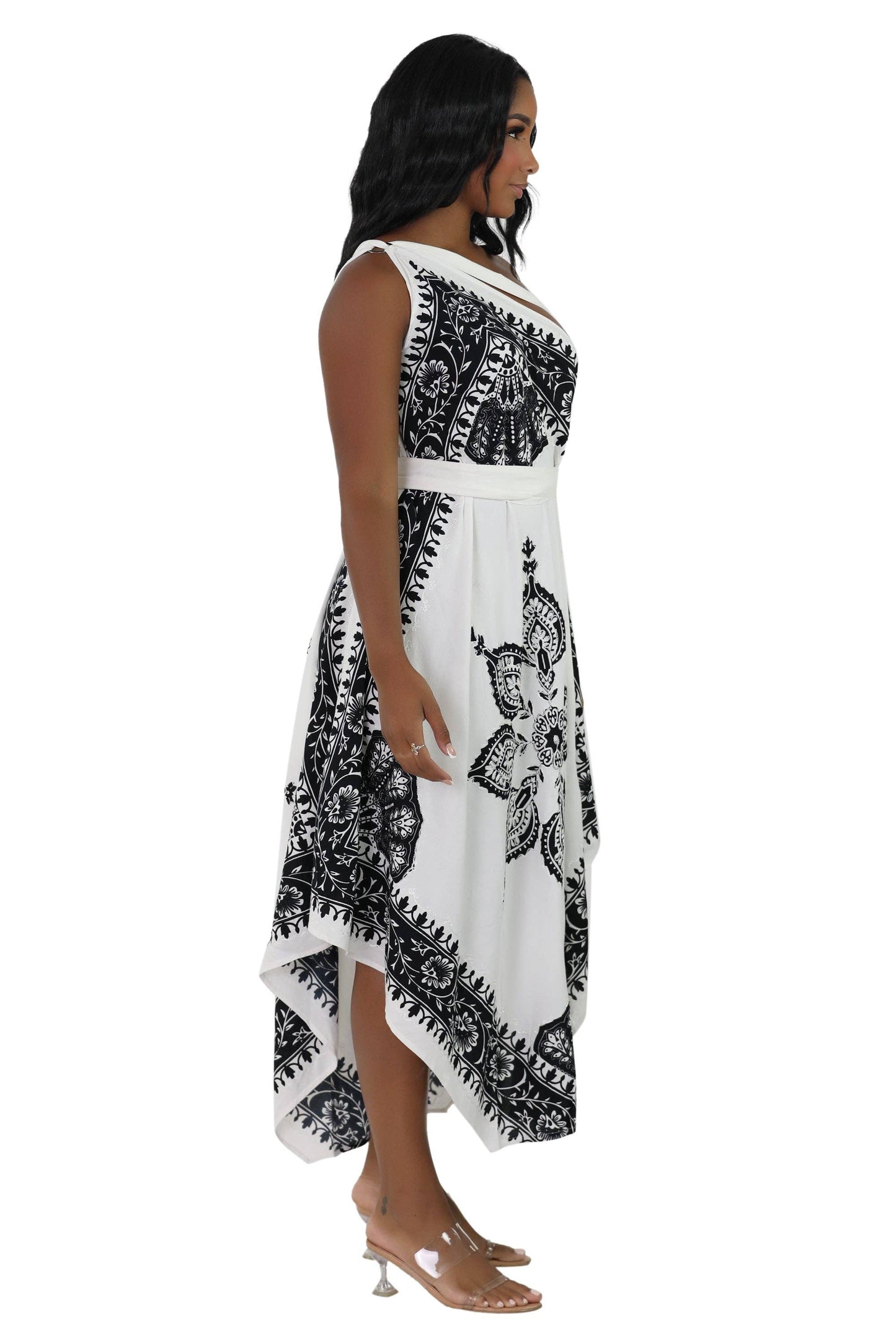 Onyx/White Cadence Dress: White