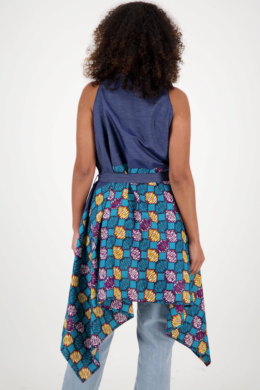 Denim/Ankara Print Cardigan 2195-409: 409