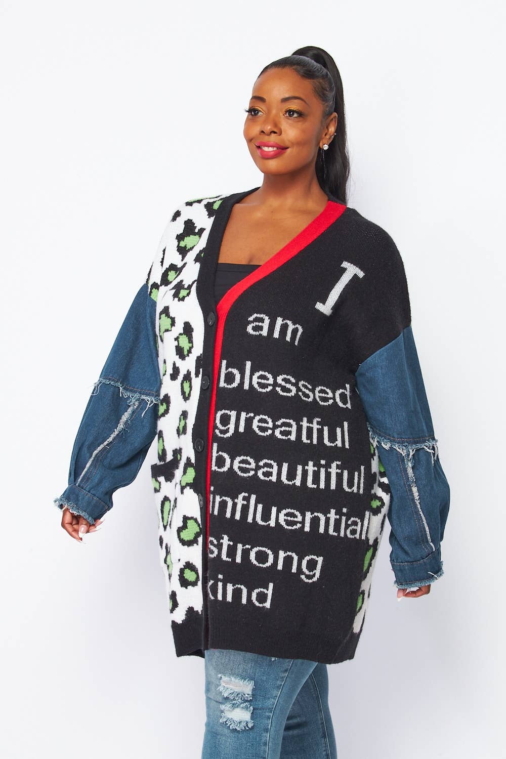 Denim Plus Cardigan: MULTI