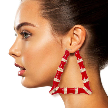 Red Trapezoid Bamboo Hoops