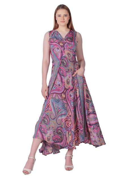 Paisley Print Wrap Dress