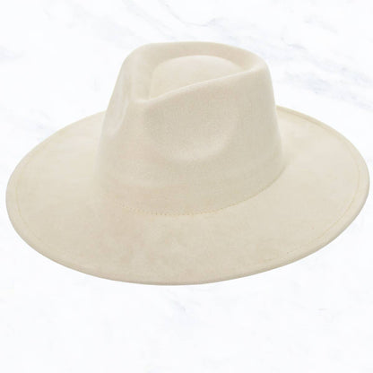 Suede Large Eaves Teardrop Top Fedora Hat: Black
