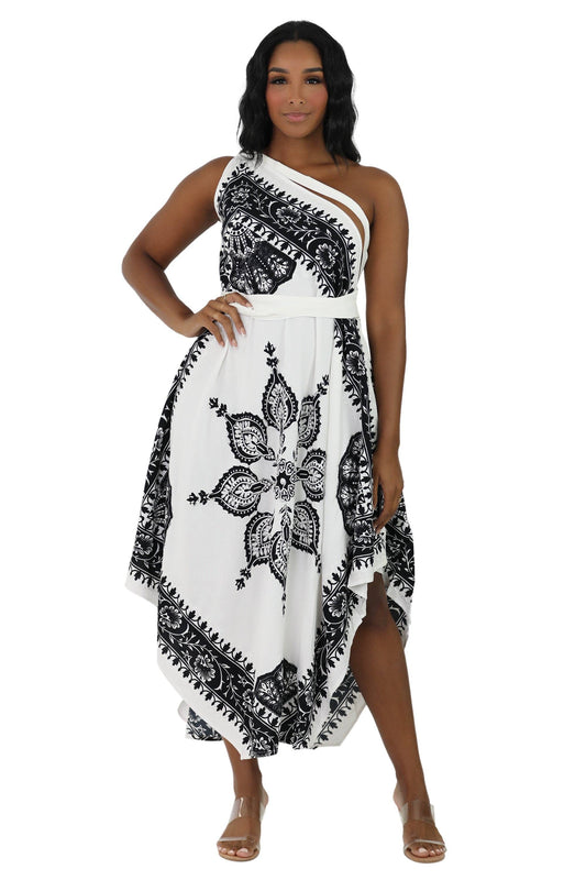 Onyx/White Cadence Dress: White