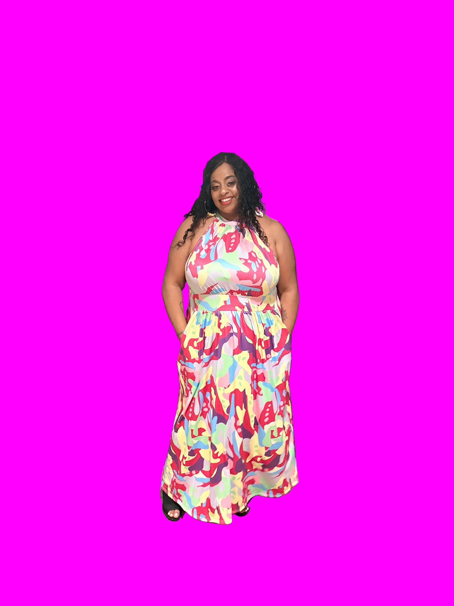 Nina Tie Neck Maxi Dress