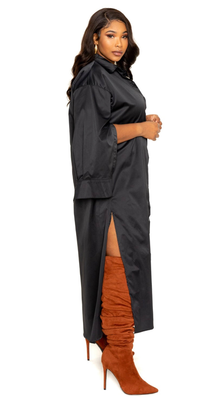 Cape Sleeve Shirt Dress