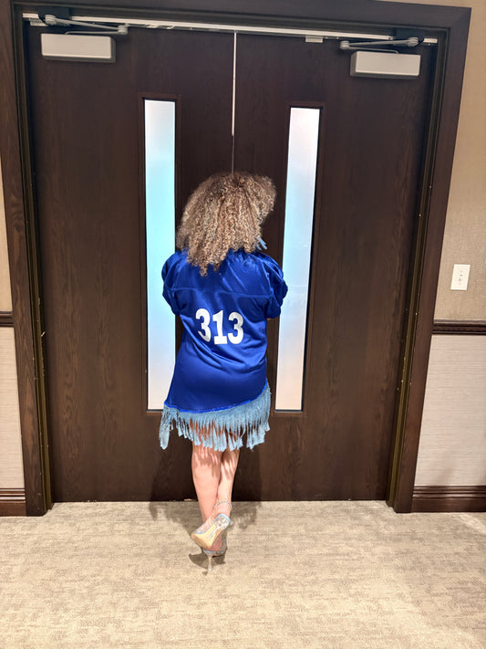 Detroit Jersey Dress with Denim Shingles