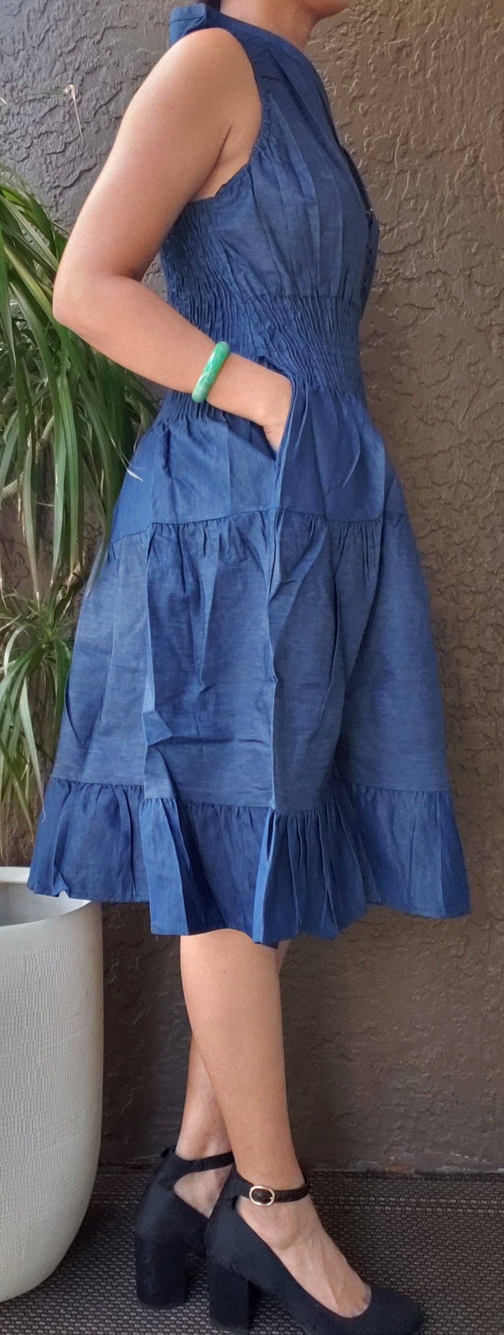 Midi Length  Denim Dress
