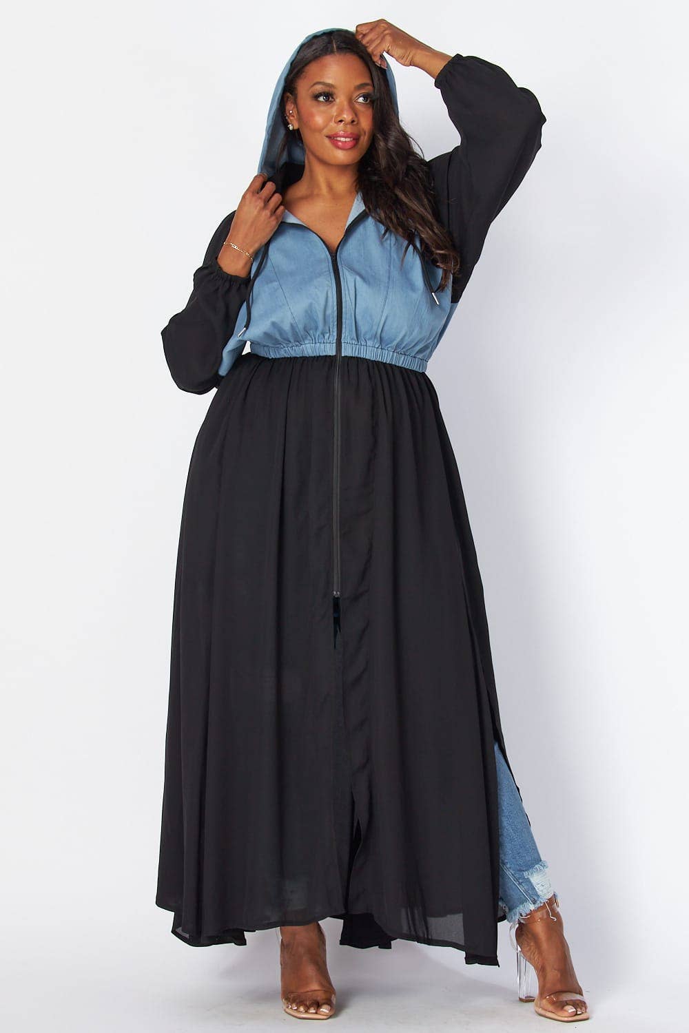 Plus Dress Jacket: Denim Black