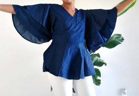 Denim Wrap Blouse
