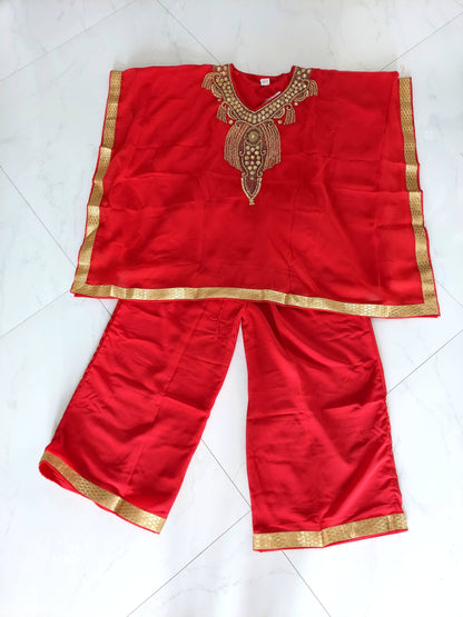 Kaftan Palazzo Set Red And Gold - kP05: Red/Gold