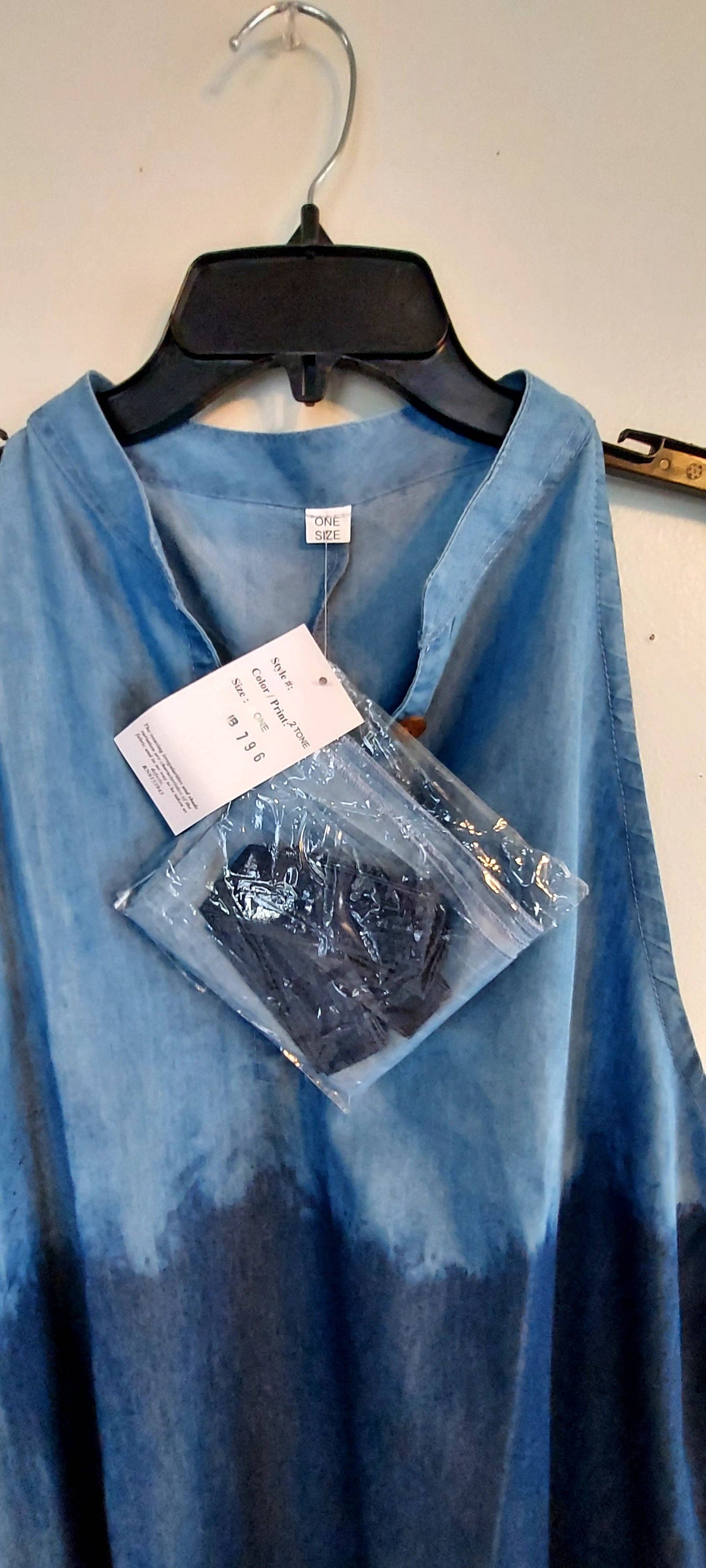 Haltered Neck Bottton Middi Dress 796 Two Tone  Denim: Plus Size( 1X- 2XL)