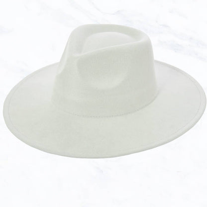 Suede Large Eaves Teardrop Top Fedora Hat: Black