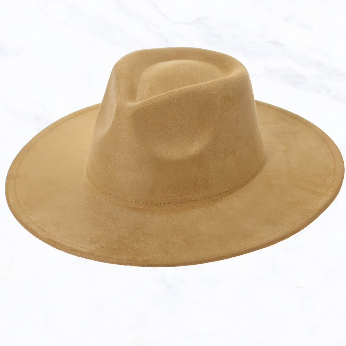 Suede Large Eaves Teardrop Top Fedora Hat: Black