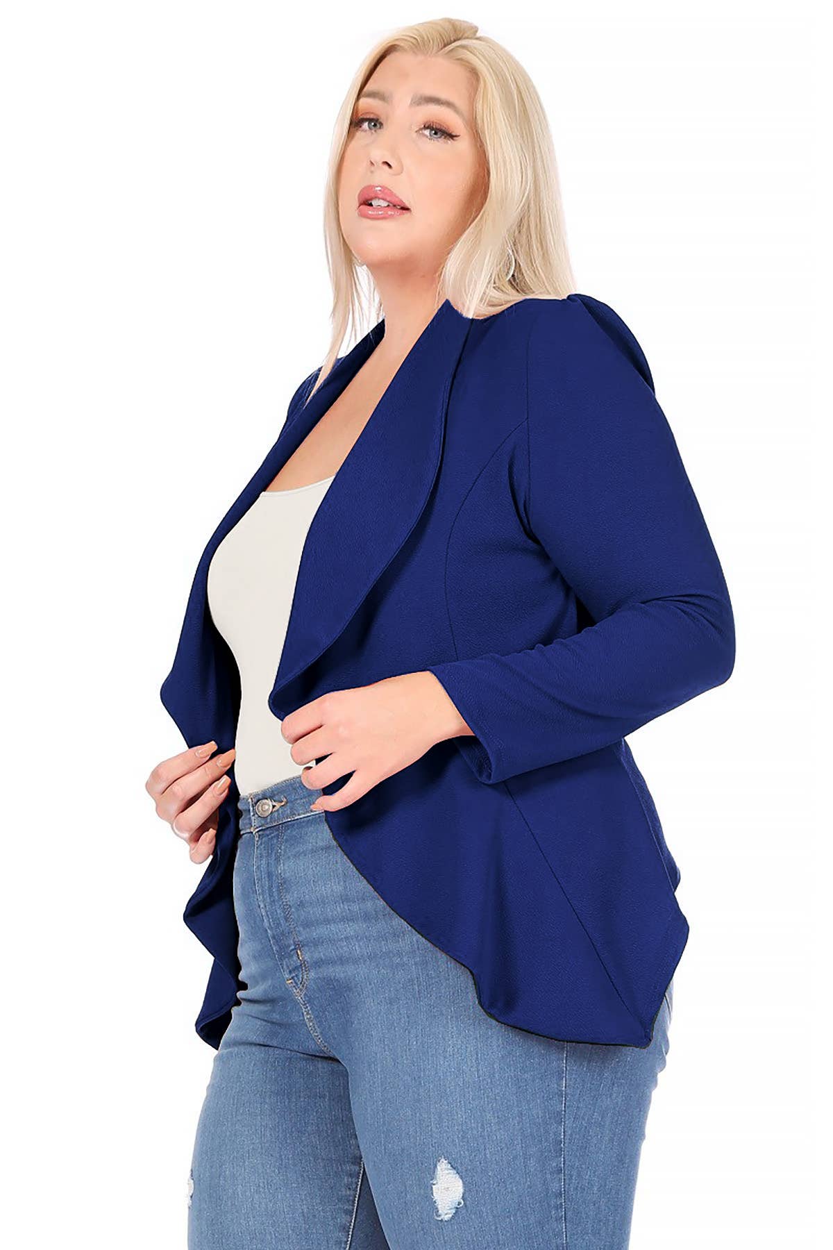 Women's Plus Size Long Sleeve Open Front Blazer