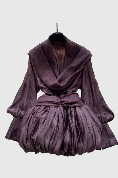 Draped Neck Casual Dress: BLACK / One Size