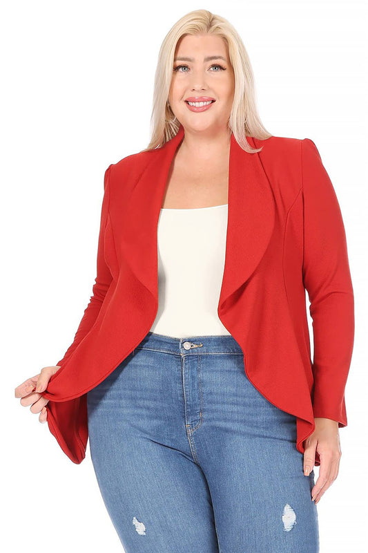Women's Plus Size Long Sleeve Open Front Blazer
