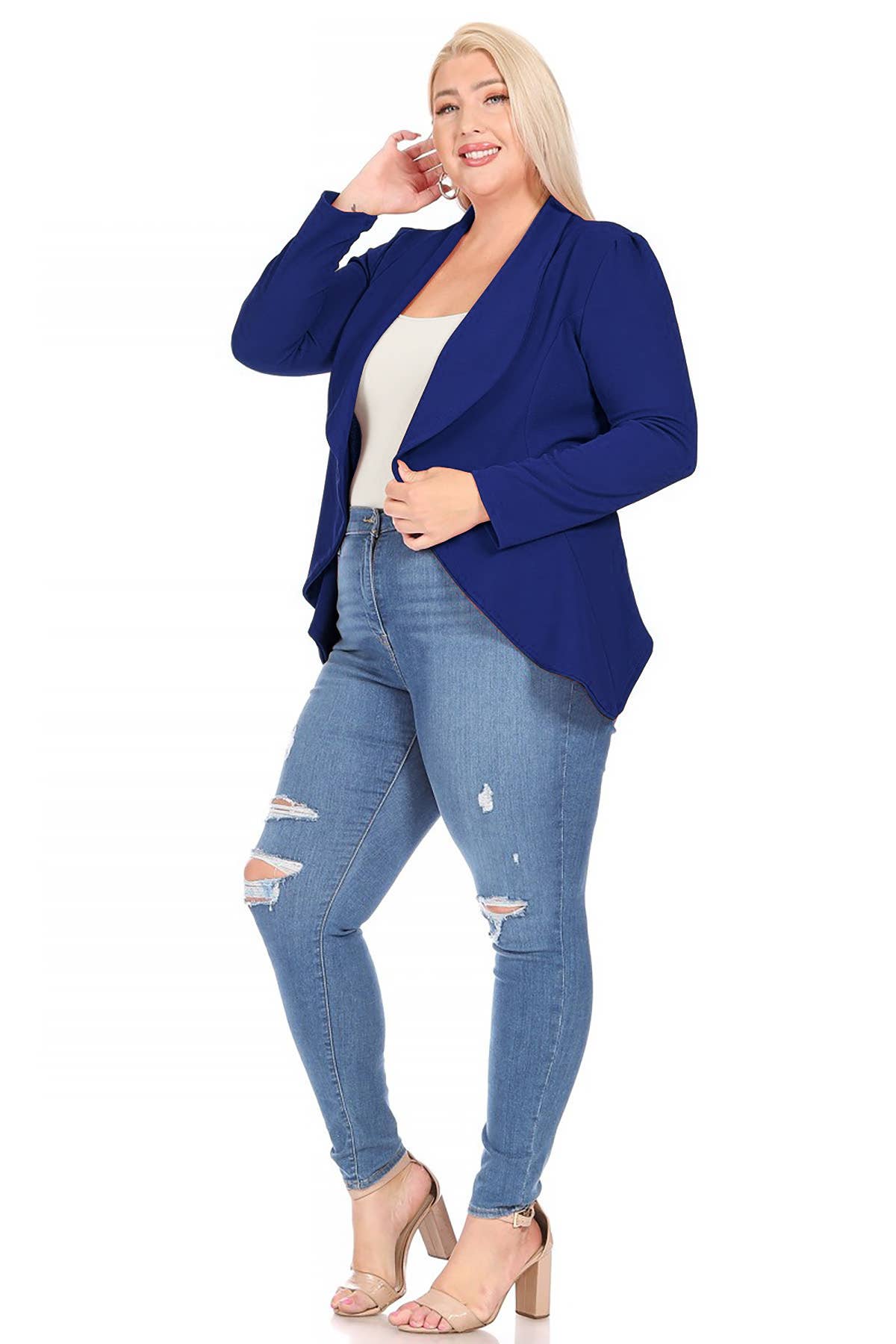 Women's Plus Size Long Sleeve Open Front Blazer