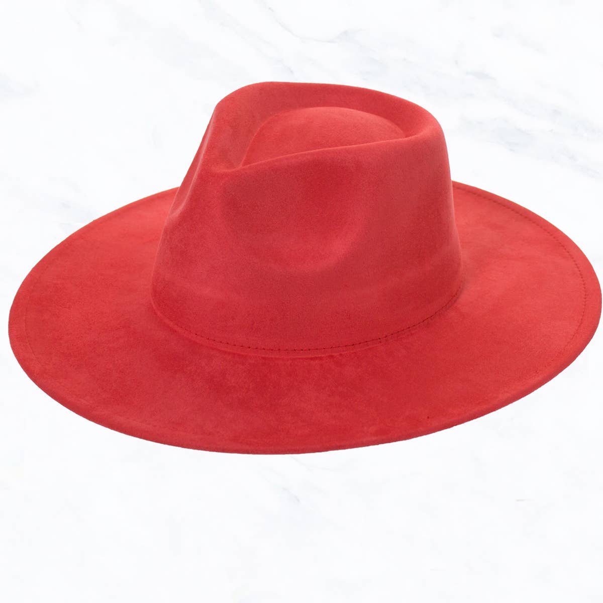 Suede Large Eaves Teardrop Top Fedora Hat: Black