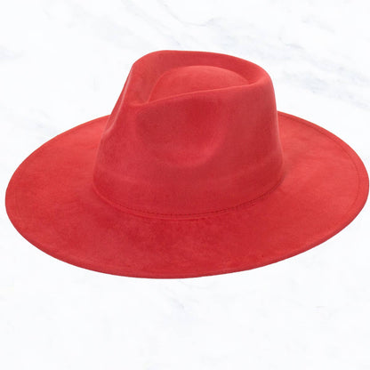 Suede Large Eaves Teardrop Top Fedora Hat: Black