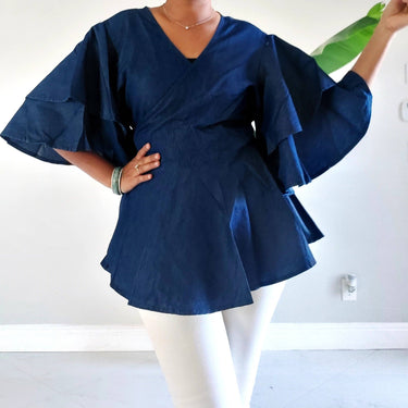 Denim Wrap Blouse