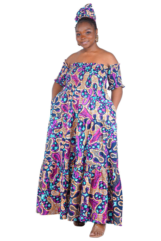 Smocked Off-the-Shoulder Cotton Dress | One Size