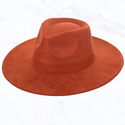 Suede Large Eaves Teardrop Top Fedora Hat: Black