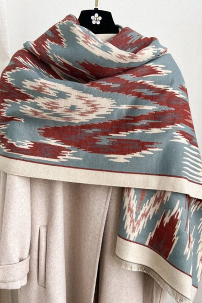 Print Toggle Front Cape Cardigan: WINE / One Size