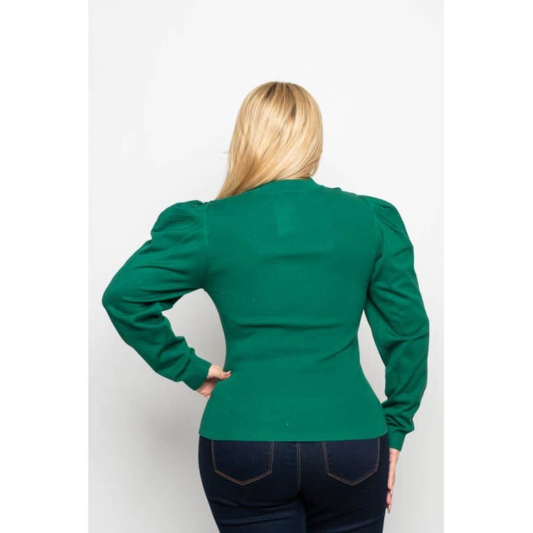 Lovely Mock Neck Cut Out Puff Sleeve Sweater