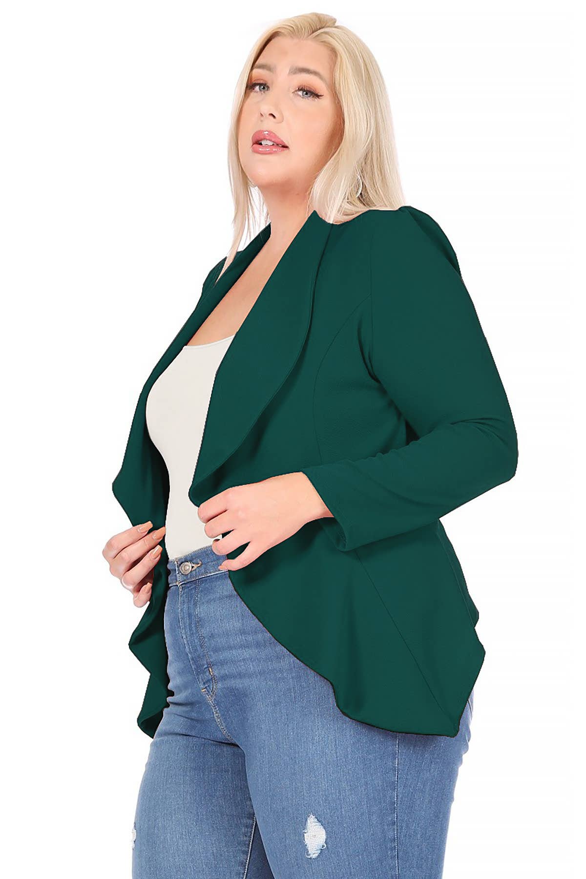 Women's Plus Size Long Sleeve Open Front Blazer