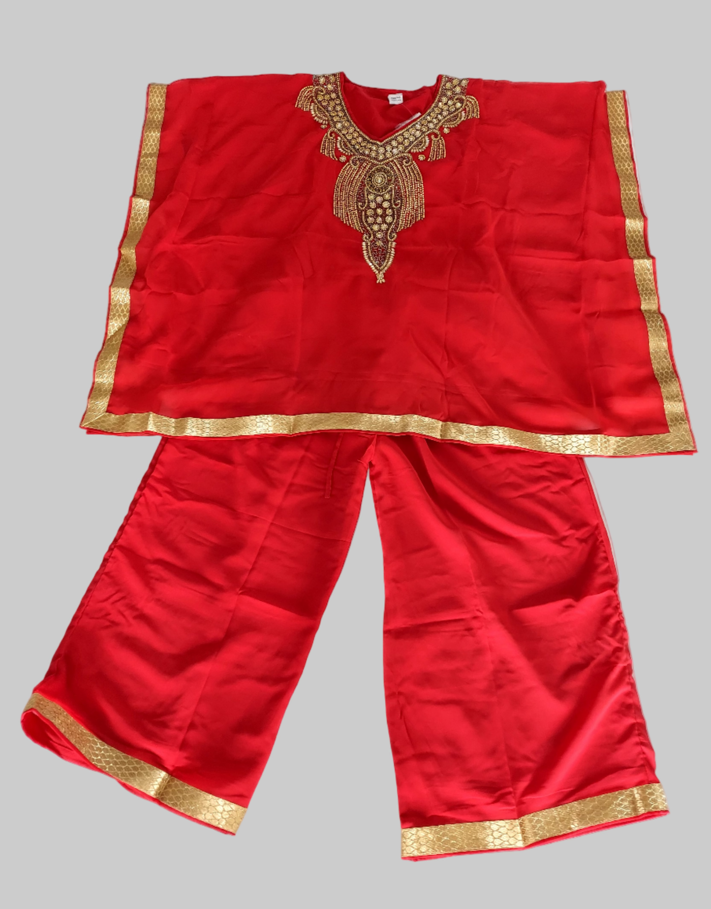 Kaftan Palazzo Set Red And Gold - kP05: Red/Gold