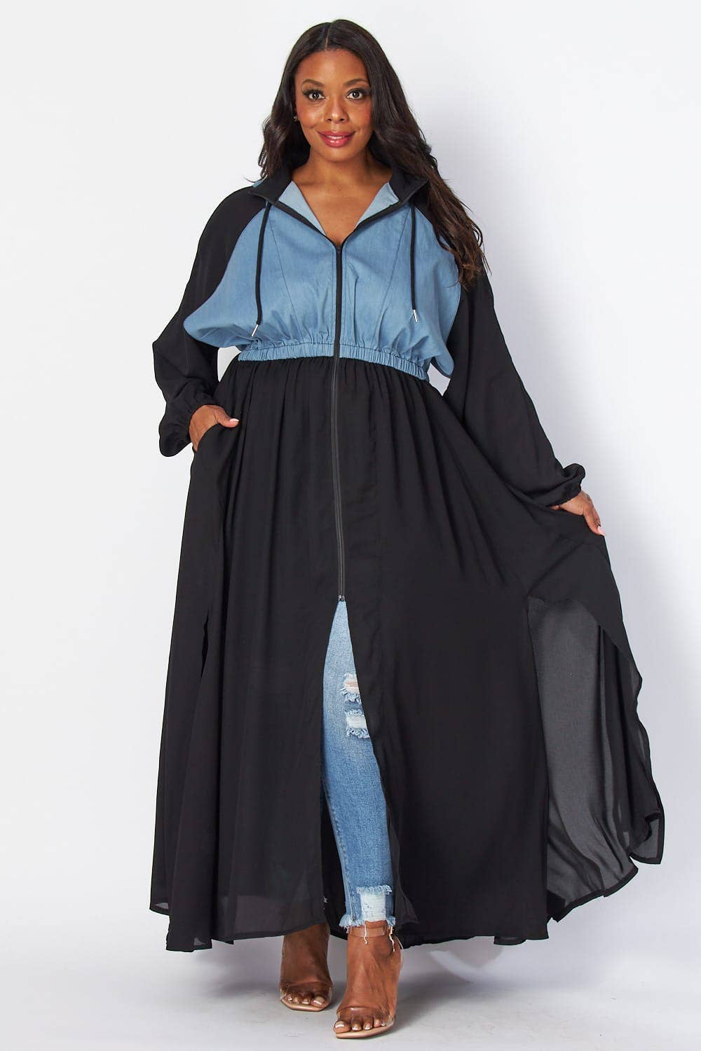 Plus Dress Jacket: Denim Black