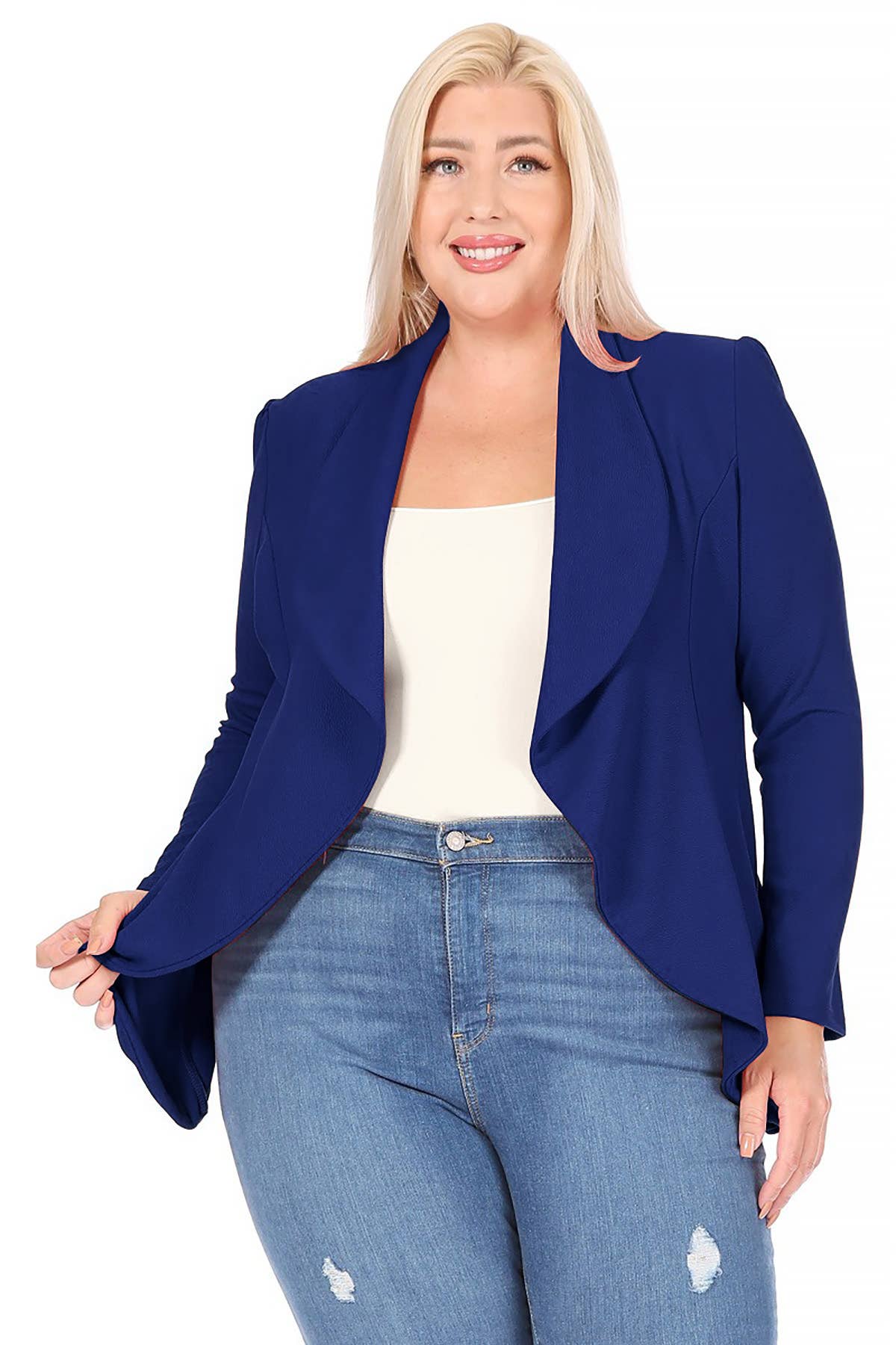 Women's Plus Size Long Sleeve Open Front Blazer