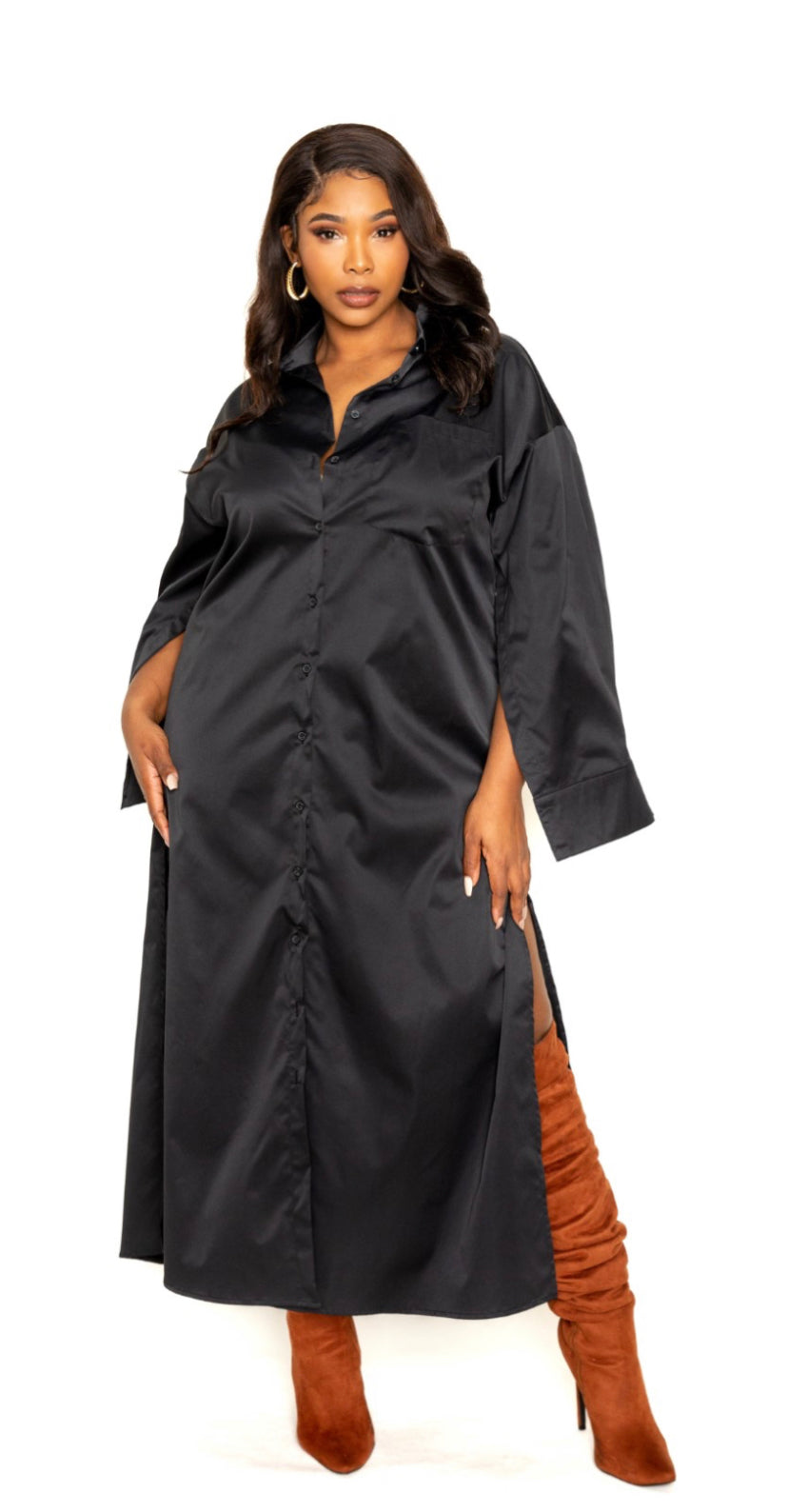Cape Sleeve Shirt Dress