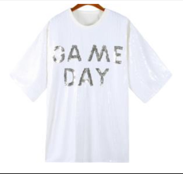 Game Day Sequin Shirt Dress Long