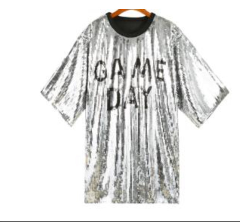 Game Day Sequin Shirt Dress Long