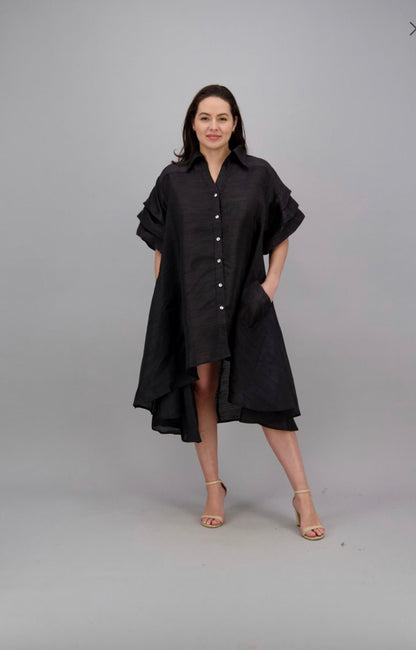 Jazmine Ruche Sleeve Hi Lo Dress/Shirt