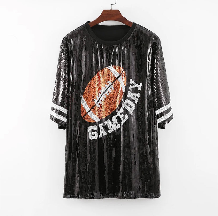 Game Day Sequin Shirt Dress Long
