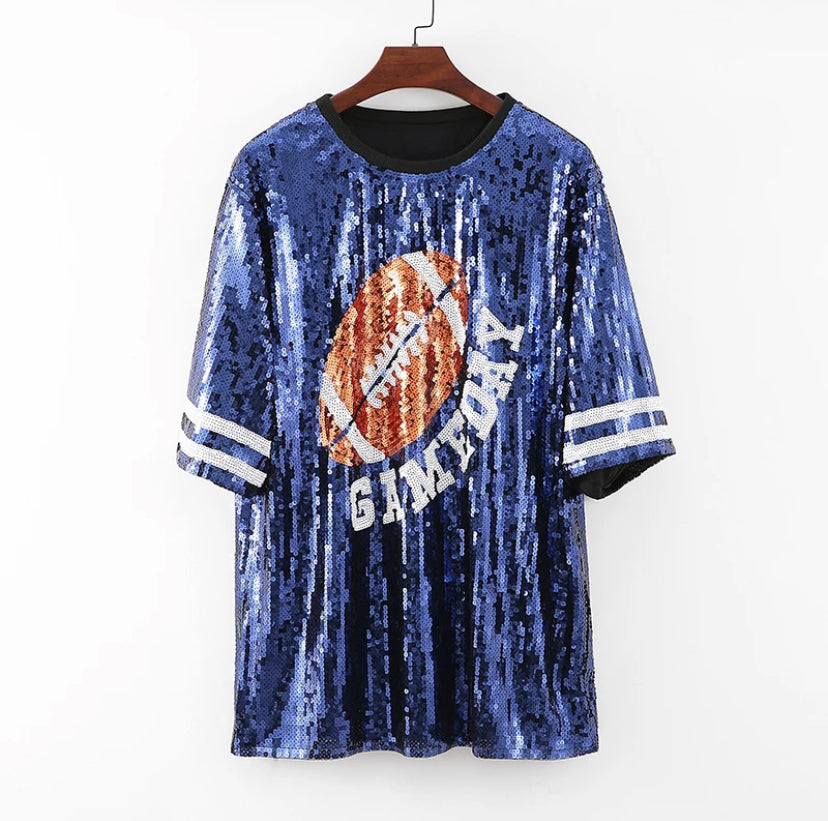 Game Day Sequin Shirt Dress Long