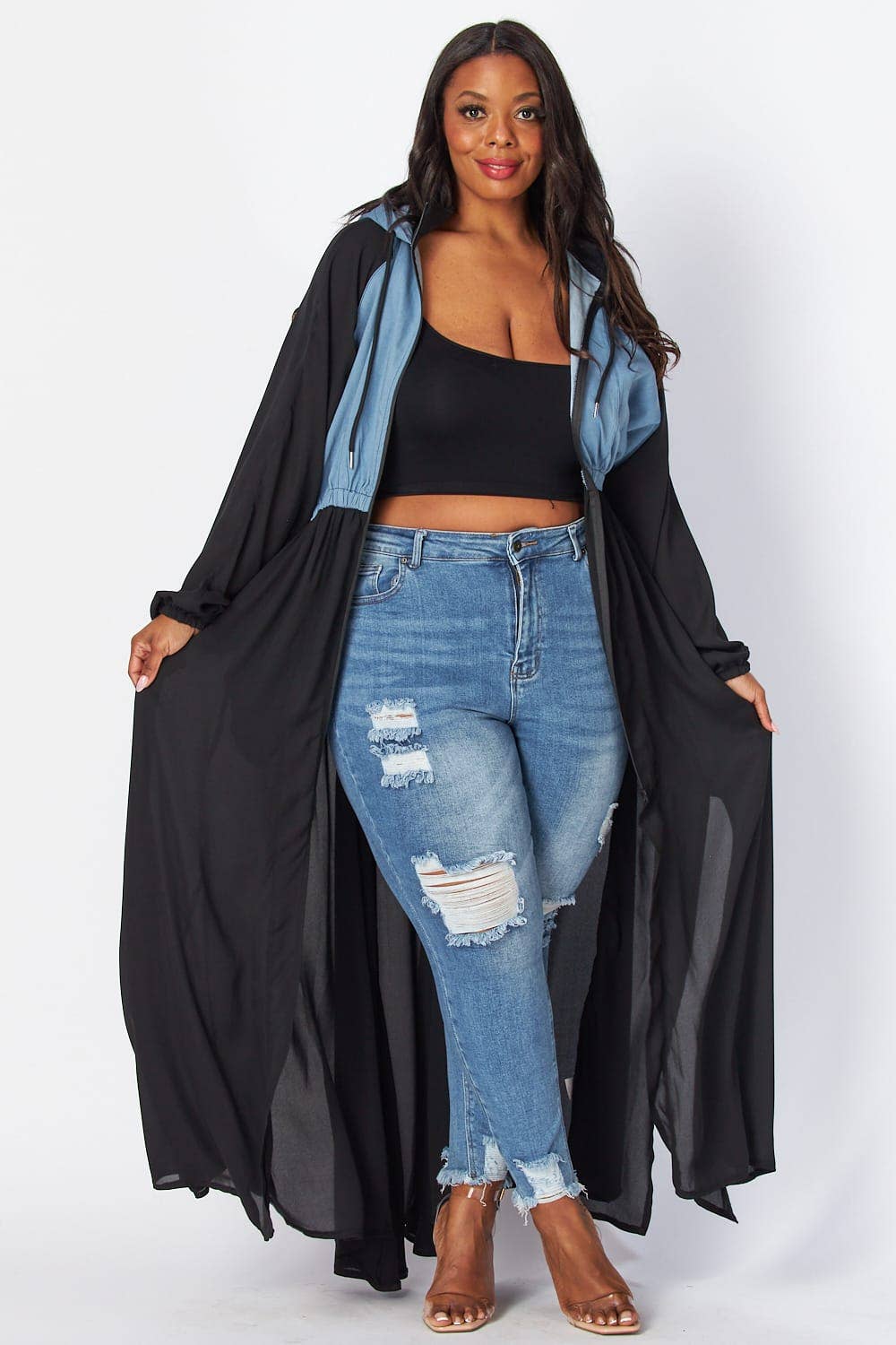 Plus Dress Jacket: Denim Black